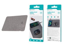 Tapete de Rato W-008 com Carregador Sem Fio - 15W, Tecido, Suporte Integrado, Compatível com Qi