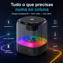 Coluna NOVOTECK XB-008 com Luzes RGB – Som de Alta Fidelidade e Espetáculo Visual numa Só Coluna - Image 2