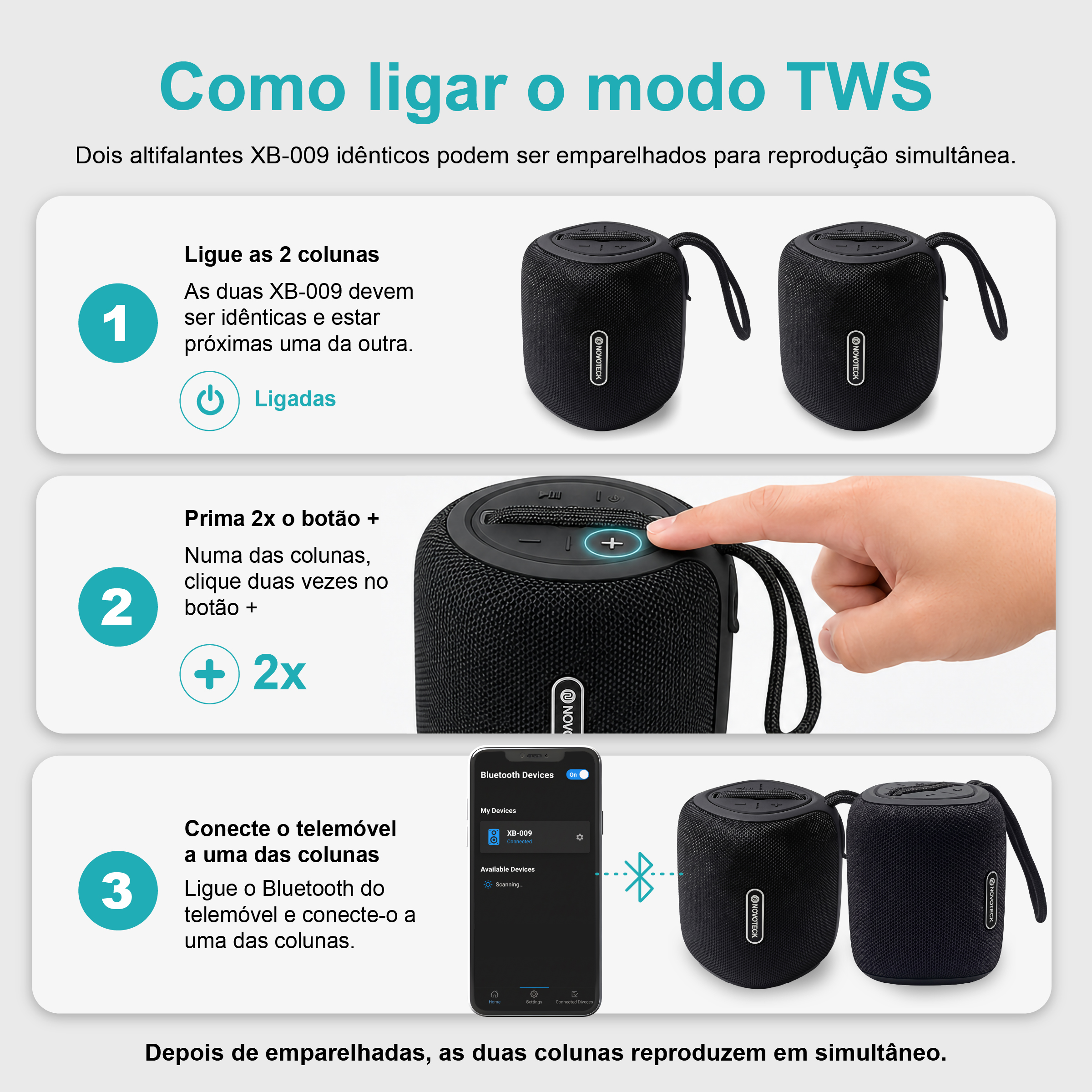 Coluna Portátil NOVOTECK XB-009 Negro– Liberdade Sem Fios e Design Prático para o Dia-a-Dia - Image 12