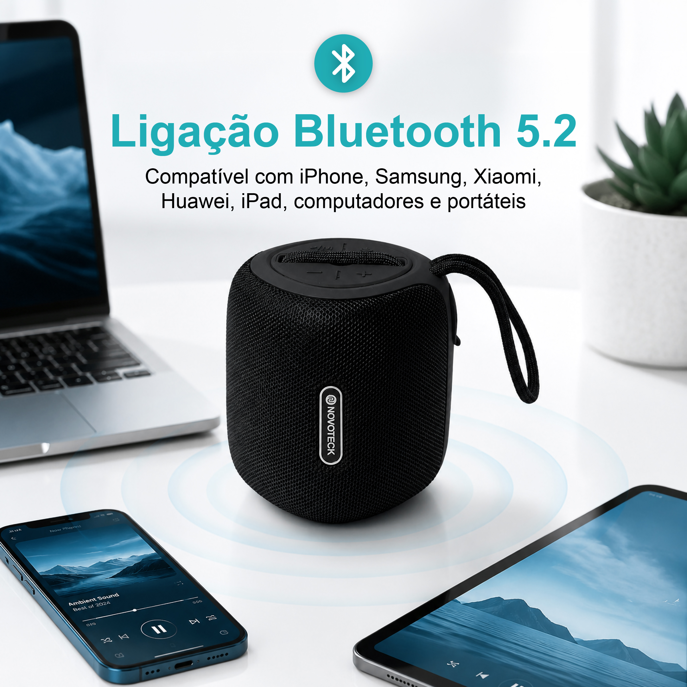 Coluna Portátil NOVOTECK XB-009 Negro– Liberdade Sem Fios e Design Prático para o Dia-a-Dia - Image 4