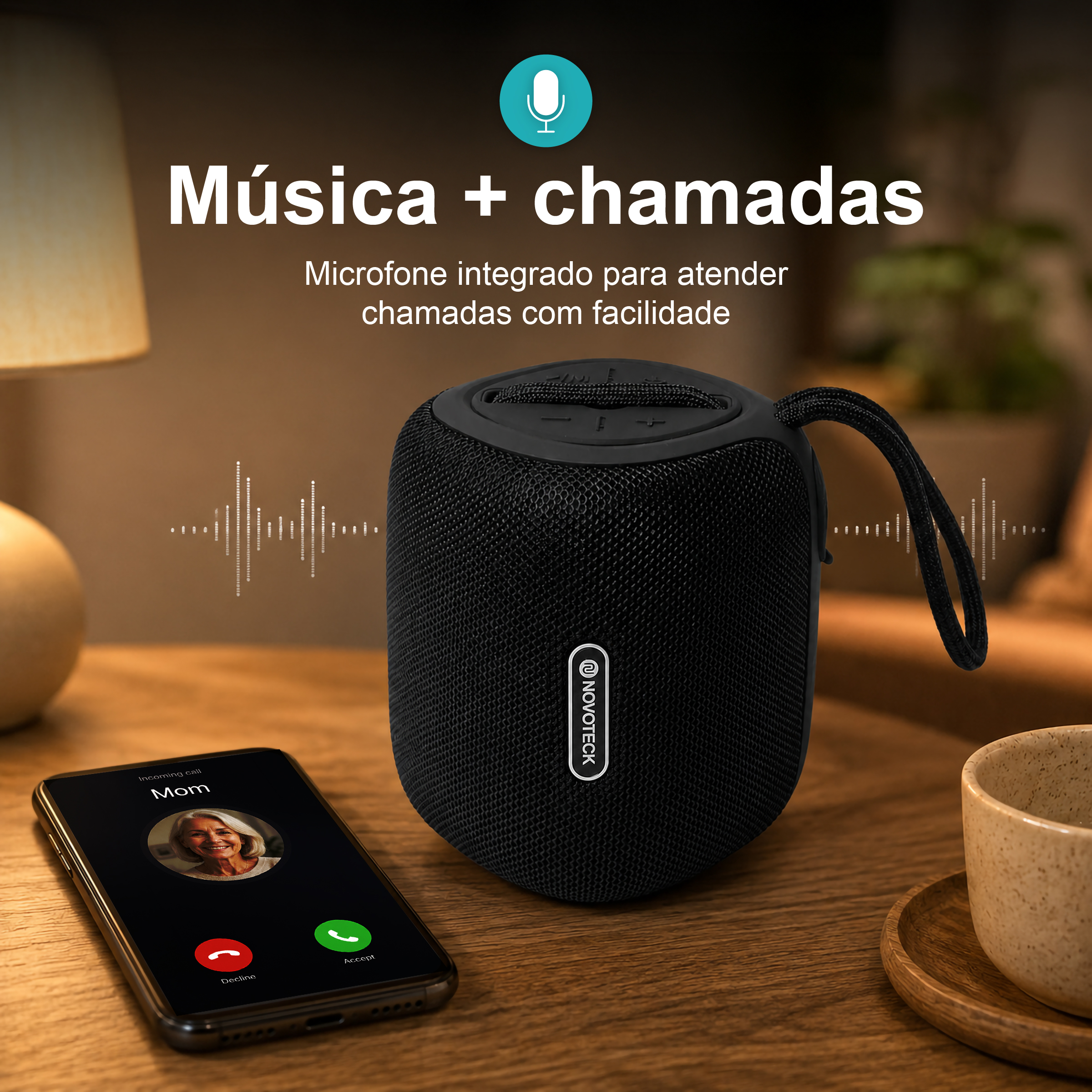 Coluna Portátil NOVOTECK XB-009 Negro– Liberdade Sem Fios e Design Prático para o Dia-a-Dia - Image 5