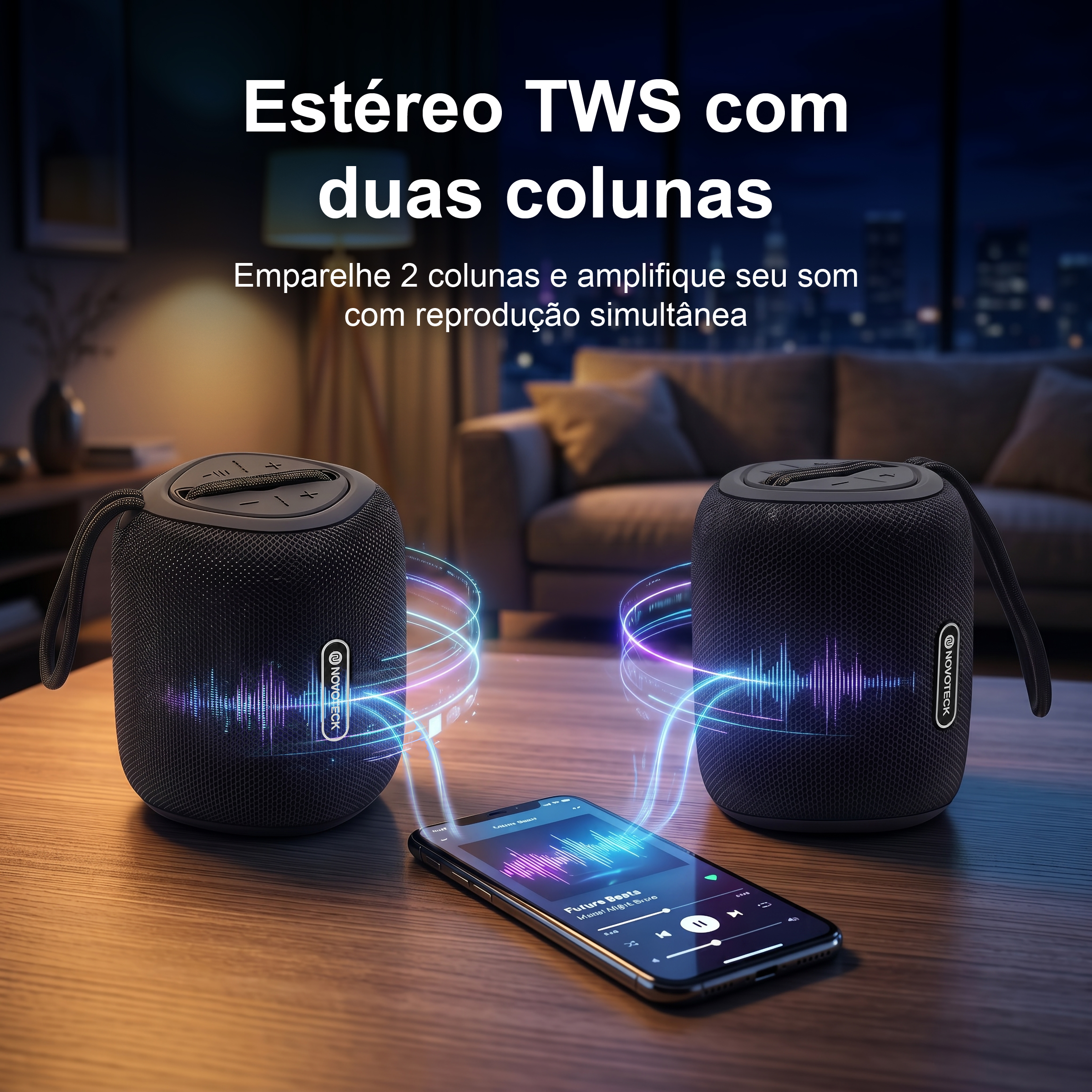 Coluna Portátil NOVOTECK XB-009 Negro– Liberdade Sem Fios e Design Prático para o Dia-a-Dia - Image 6
