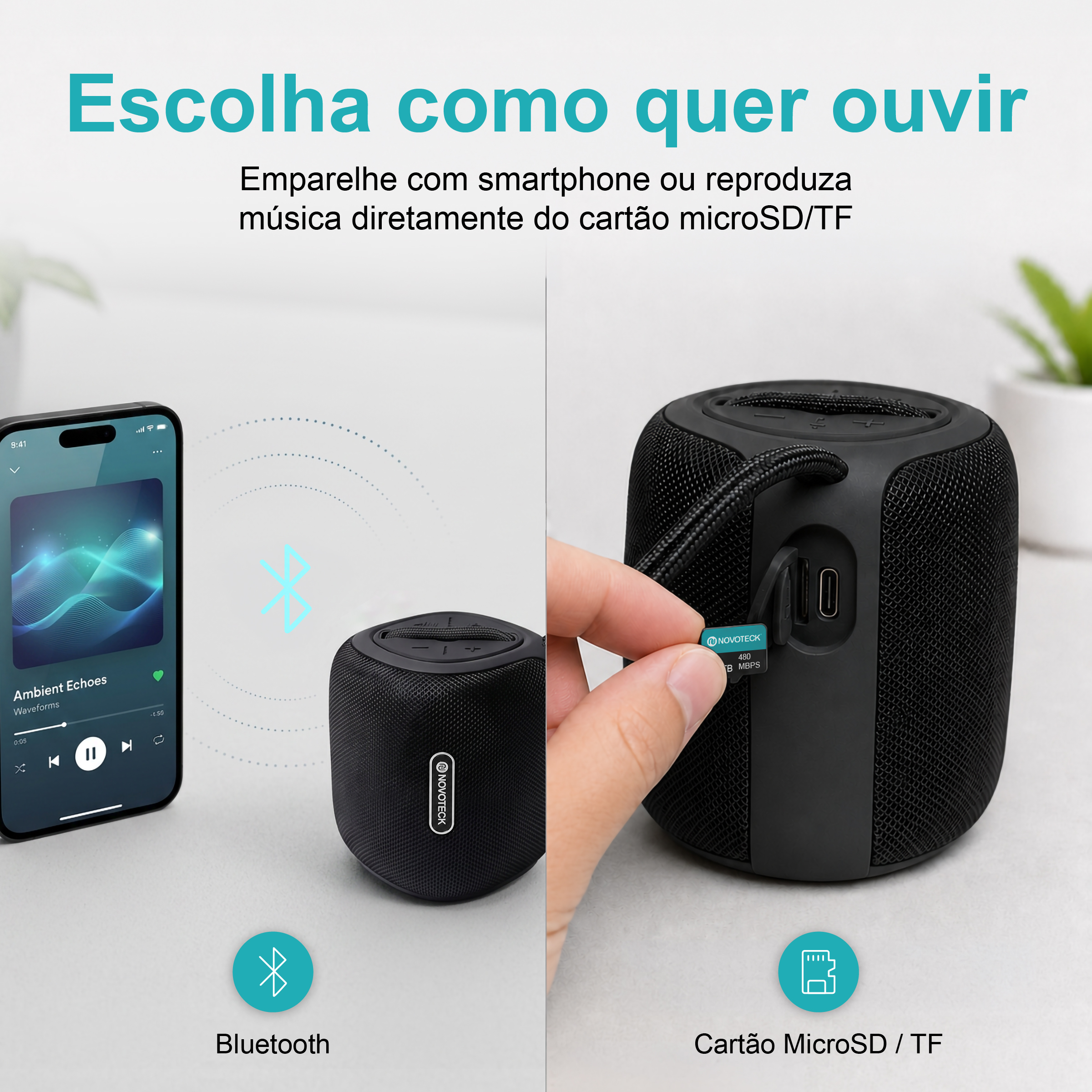 Coluna Portátil NOVOTECK XB-009 Negro– Liberdade Sem Fios e Design Prático para o Dia-a-Dia - Image 8