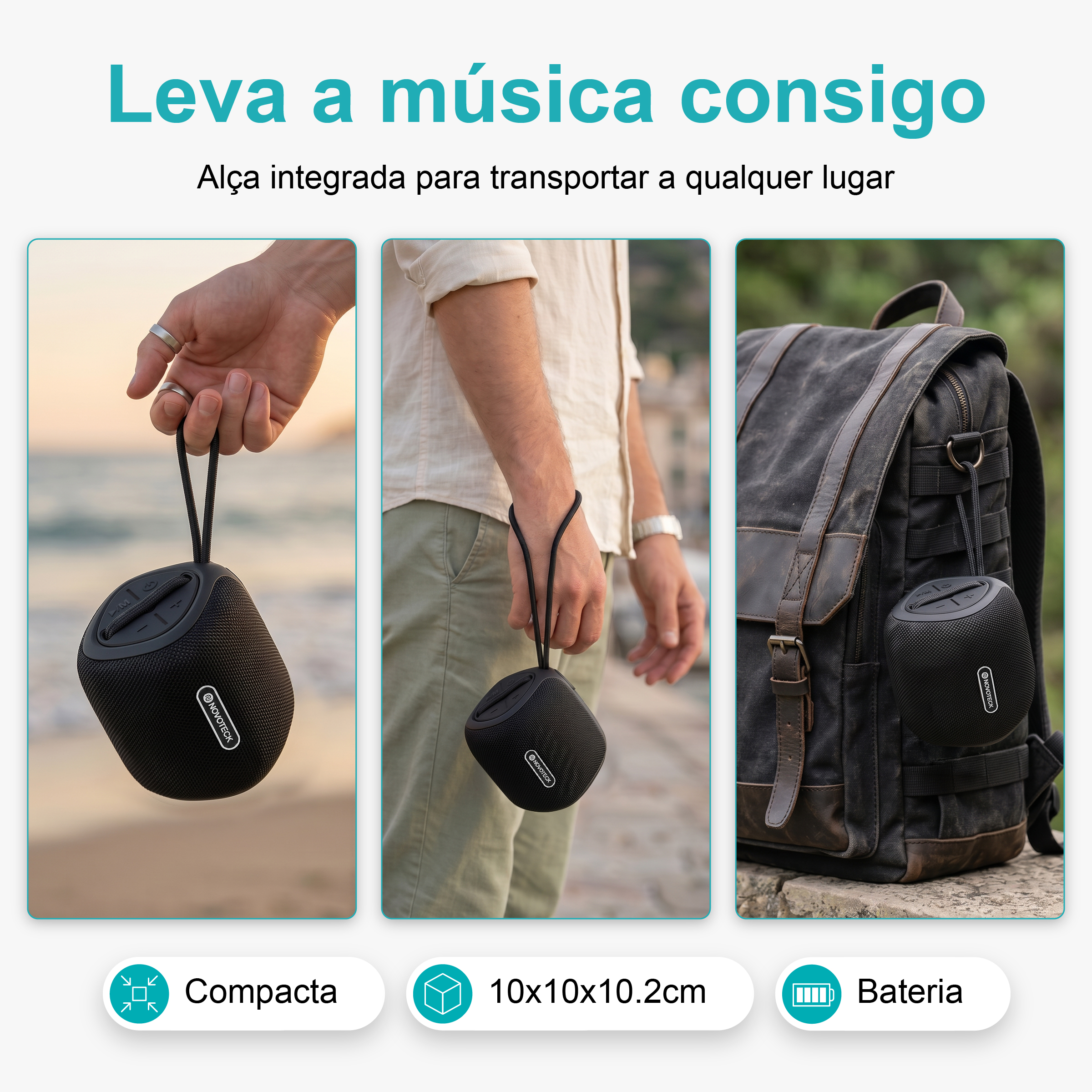 Coluna Portátil NOVOTECK XB-009 Negro– Liberdade Sem Fios e Design Prático para o Dia-a-Dia - Image 10