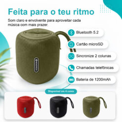 Coluna Portátil NOVOTECK XB-009 Verde– Liberdade Sem Fios e Design Prático para o Dia-a-Dia - Image 2