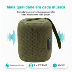Coluna Portátil NOVOTECK XB-009 Verde– Liberdade Sem Fios e Design Prático para o Dia-a-Dia - Image 3