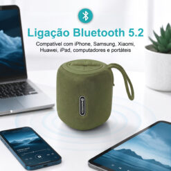 Coluna Portátil NOVOTECK XB-009 Verde– Liberdade Sem Fios e Design Prático para o Dia-a-Dia - Image 4