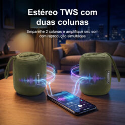 Coluna Portátil NOVOTECK XB-009 Verde– Liberdade Sem Fios e Design Prático para o Dia-a-Dia - Image 6