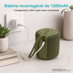 Coluna Portátil NOVOTECK XB-009 Verde– Liberdade Sem Fios e Design Prático para o Dia-a-Dia - Image 10
