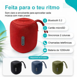 Coluna Portátil NOVOTECK XB-009 Vermelho– Liberdade Sem Fios e Design Prático para o Dia-a-Dia - Image 2