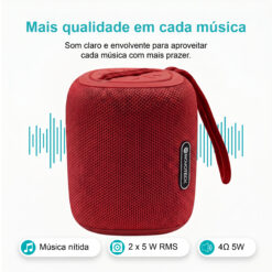 Coluna Portátil NOVOTECK XB-009 Vermelho– Liberdade Sem Fios e Design Prático para o Dia-a-Dia - Image 3