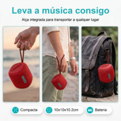 Coluna Portátil NOVOTECK XB-009 Vermelho– Liberdade Sem Fios e Design Prático para o Dia-a-Dia - Image 9