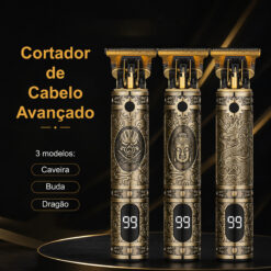 Cortador de Cabelo Avançado NOVOTECK HS-002 com Display Digital, Lâminas de Aço Inoxidável, 3 Pentes, 150 Min de Autonomia e USB-C