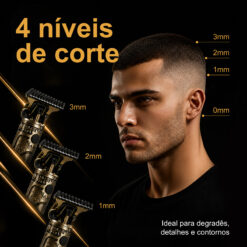 Cortador de Cabelo Avançado NOVOTECK HS-002 com Display Digital, Lâminas de Aço Inoxidável, 3 Pentes, 150 Min de Autonomia e USB-C - Image 5