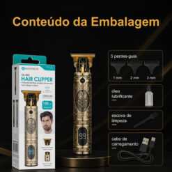 Cortador de Cabelo Avançado NOVOTECK HS-002 com Display Digital, Lâminas de Aço Inoxidável, 3 Pentes, 150 Min de Autonomia e USB-C - Image 9