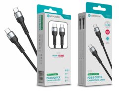 Cabo USB-C para USB-C NOVOTECK S-110 - PD 3.0 Quick Charge,66W,300cm,Negro,Trançado em Nylon