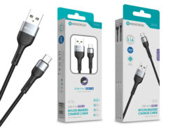 Cabo Type-C NOVOTECK S-115 - Nylon Trançado, 3.1A, 200cm,Negro