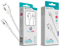 Cabo Type-C NOVOTECK S-116 - Nylon Trançado, 3.1A, 300cm,Branco