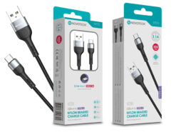 Cabo Type-C NOVOTECK S-116 - Nylon Trançado, 3.1A, 300cm,Negro