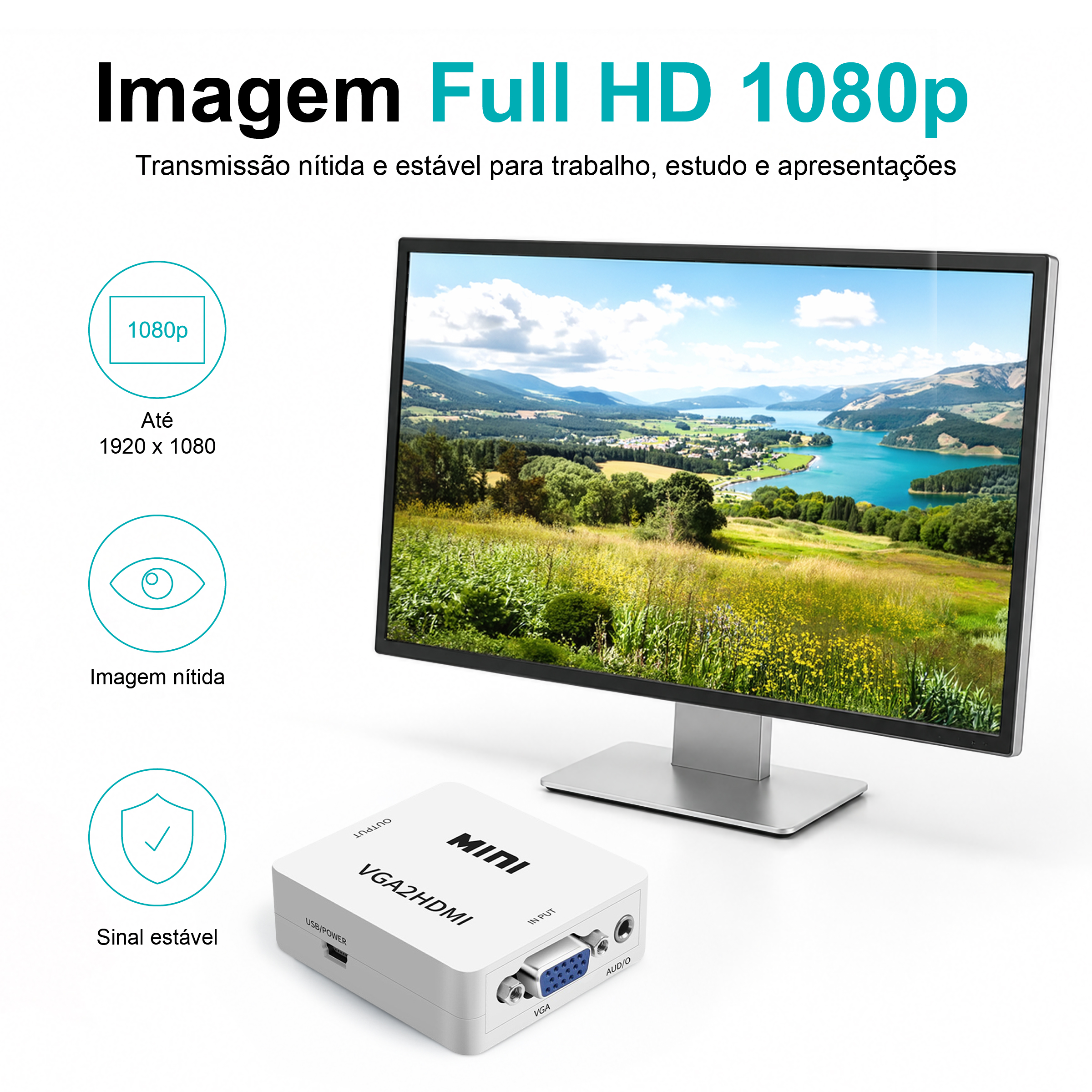 Conversor VGA para HDMI Novoteck HK-089 – Full HD 1080p com Entrada de Áudio - Image 9