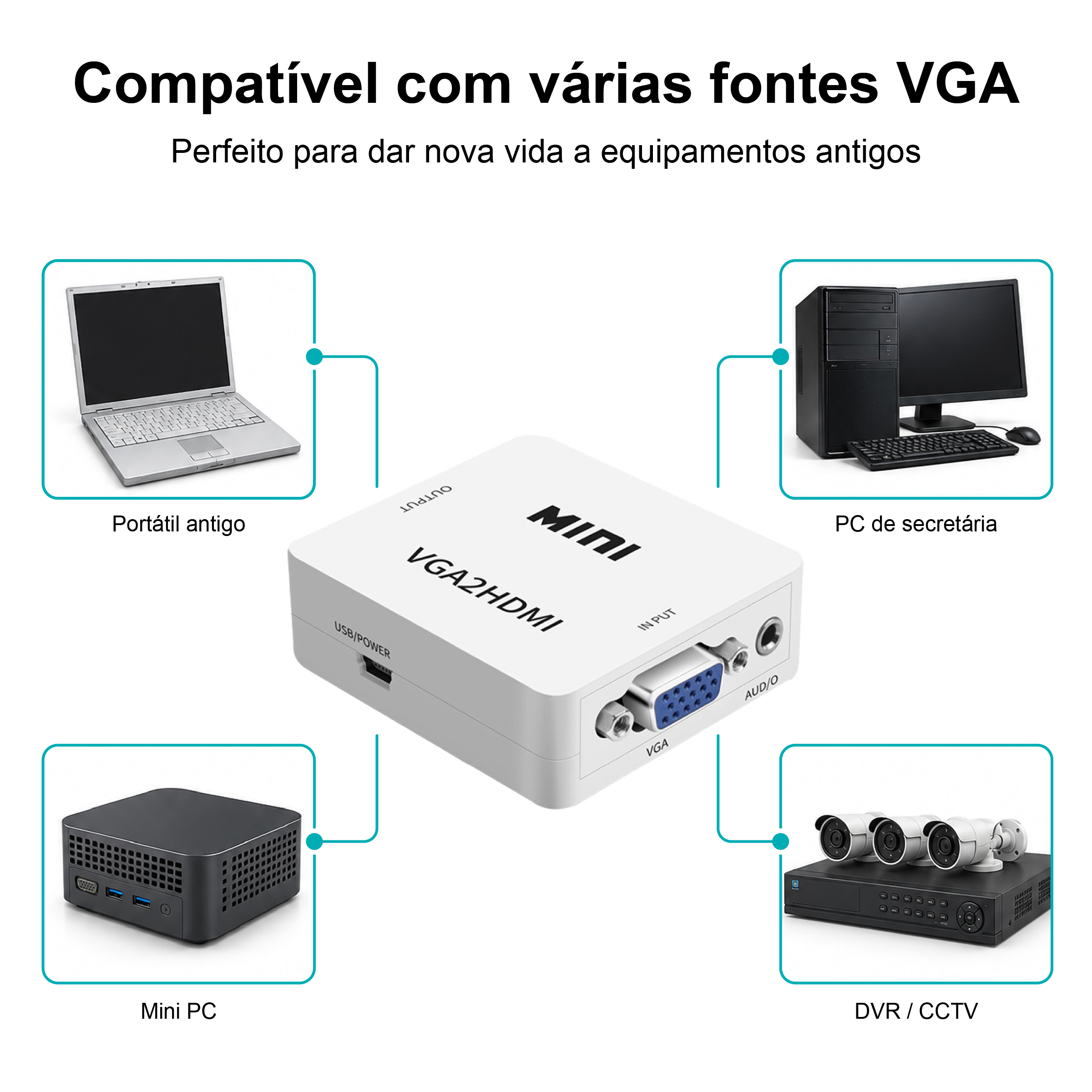 Conversor VGA para HDMI Novoteck HK-089 – Full HD 1080p com Entrada de Áudio - Image 6