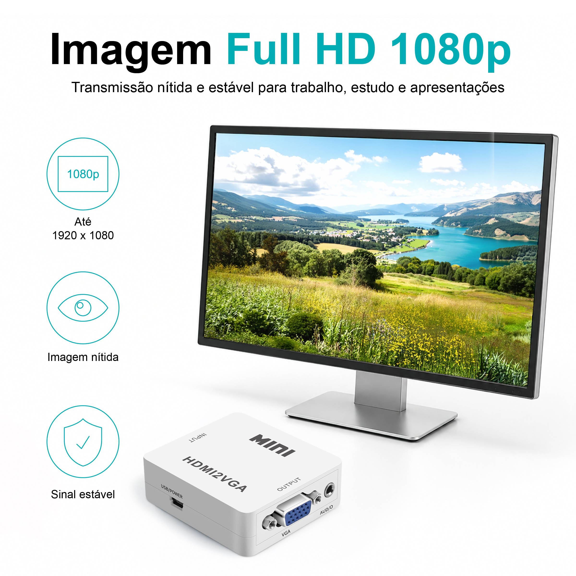 Conversor HDMI para VGA Novoteck HK-090 – Full HD 1080p com Saída de Áudio - Image 4
