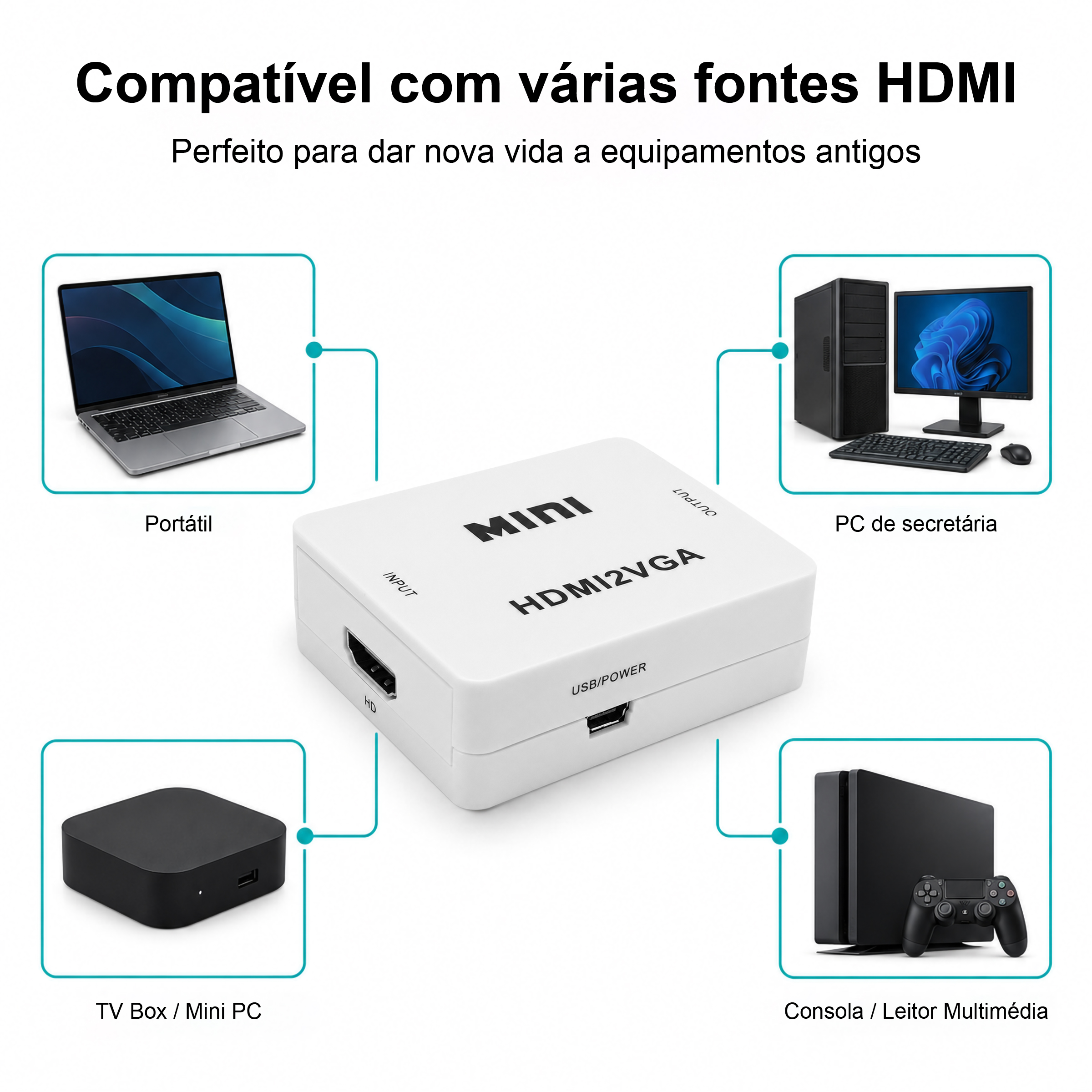 Conversor HDMI para VGA Novoteck HK-090 – Full HD 1080p com Saída de Áudio - Image 7