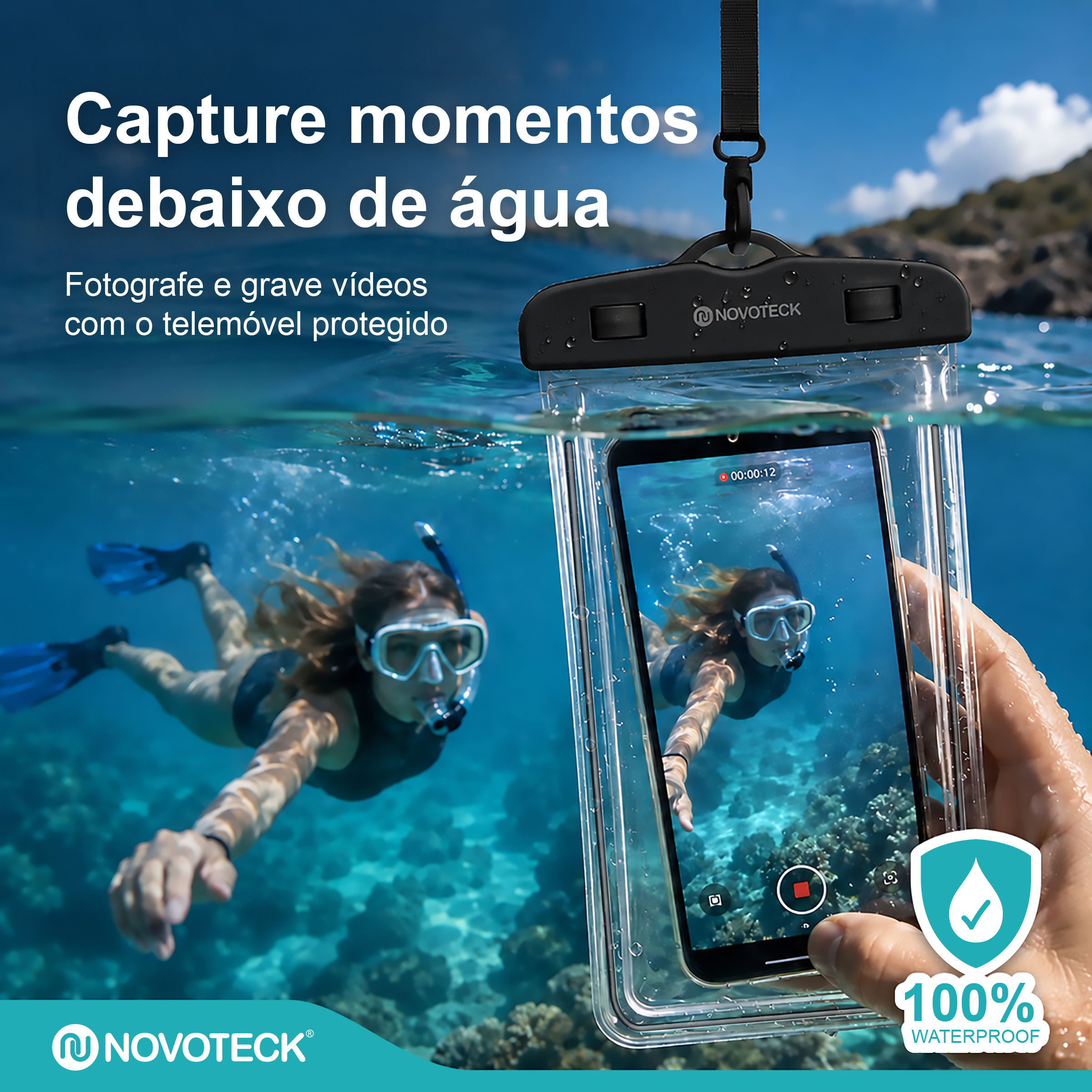 Bolsa Impermeável Negro para Telemóvel FS-004 – Compatível com Smartphones até 7" - Image 2
