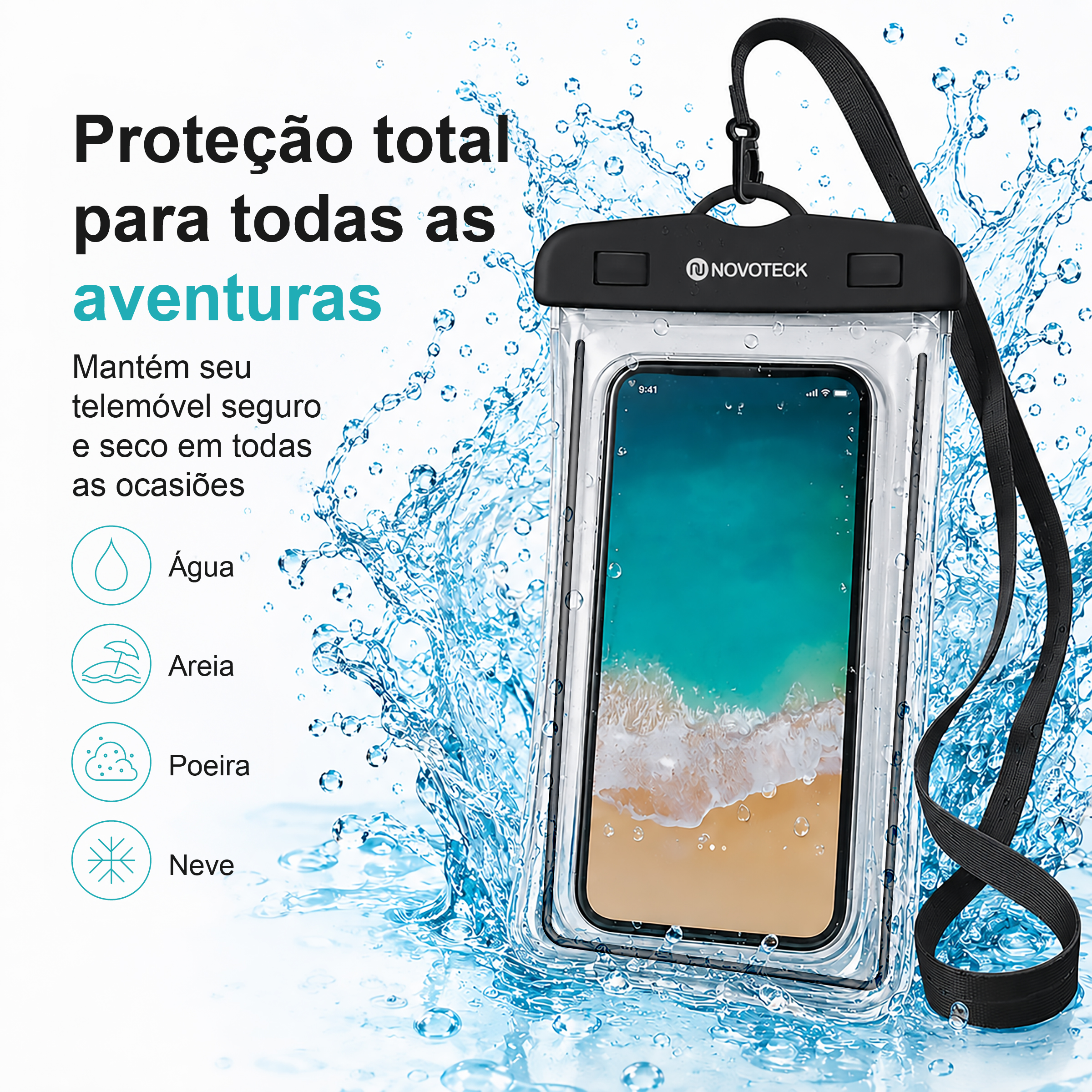 Bolsa Impermeável Negro para Telemóvel FS-004 – Compatível com Smartphones até 7" - Image 5
