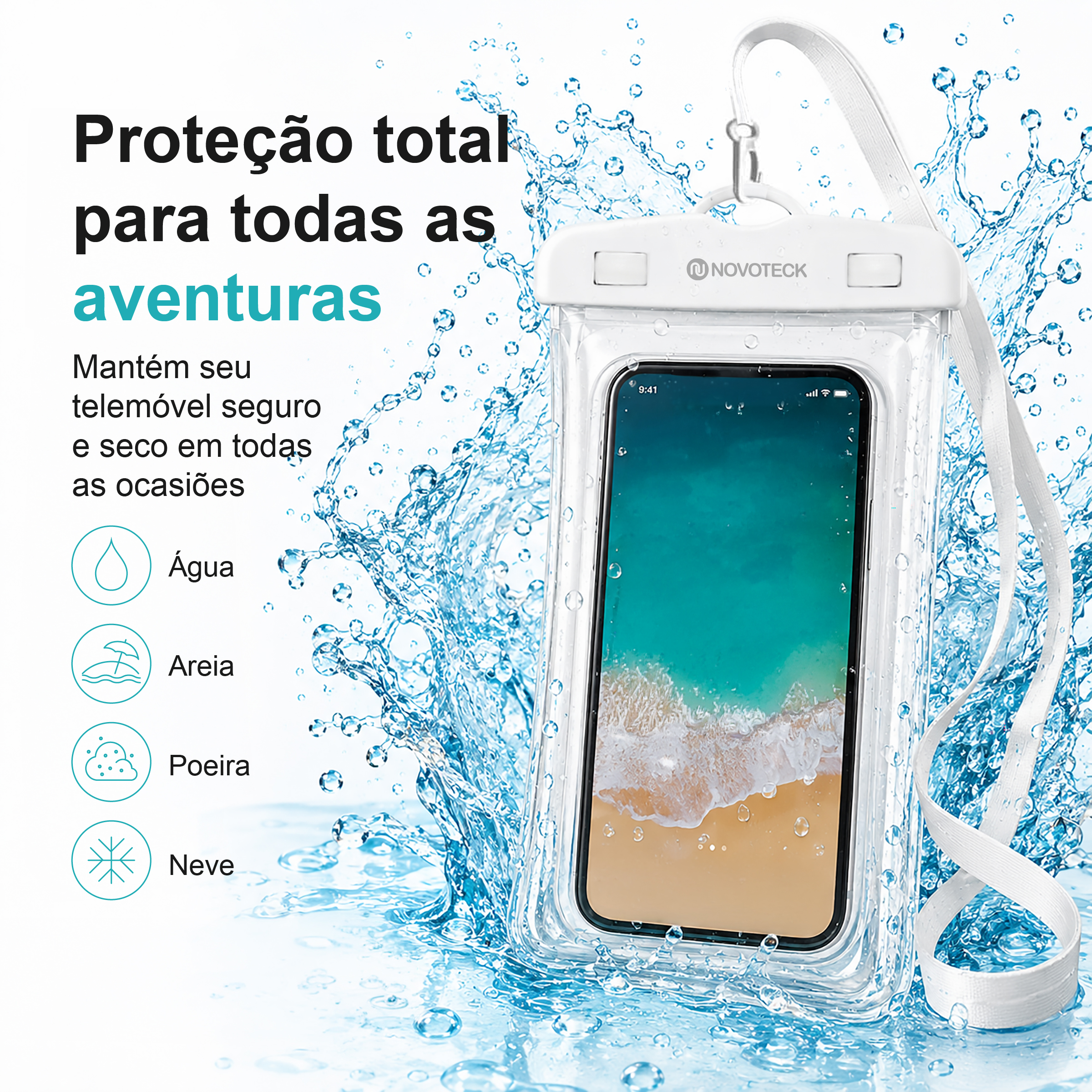 Bolsa Impermeável Branco para Telemóvel FS-004 – Compatível com Smartphones até 7" - Image 5