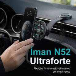 Suporte Magnético para Telemóvel Novoteck Z-091 – Rotação 360°, Fixação por Saída de Ar, Íman Forte, Design Compacto e Estável - Image 2