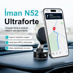 Suporte Magnético para Telemóvel Novoteck Z-092 – Base Ajustável, Íman Forte N52, Uso em Mesa ou Carro, Inclui 2 Anéis Metálicos - Image 3