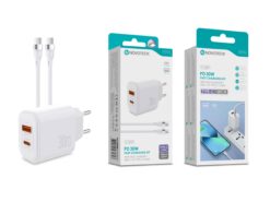 Kit Carregador Rápido PD 30W com Cabo USB-C para USB-C 100cm – Modelo C-026T Branco