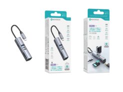 Hub USB-C HK-111 com 1 USB 3.0 + 2 USB-C + 1 USB-C PD 100W + 1 HDMI + Leitor de Cartões SD e TF