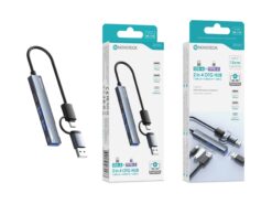 Hub USB-A + USB-C HK-114 2 em 4 com 1 USB 3.0 + 2 USB 2.0 + 1 USB-C