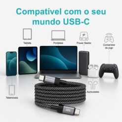 Cabo Magnético USB-C para USB-C Novoteck S-131 – 60W, 1 Metro, Organização Automática, Revestimento em Tecido, Alta Atração Magnética (650–700 Gauss) - Image 5