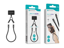 Cabo USB-C para USB-C S-135 com Alça de Pulso 40cm 60W para Carregamento e Dados