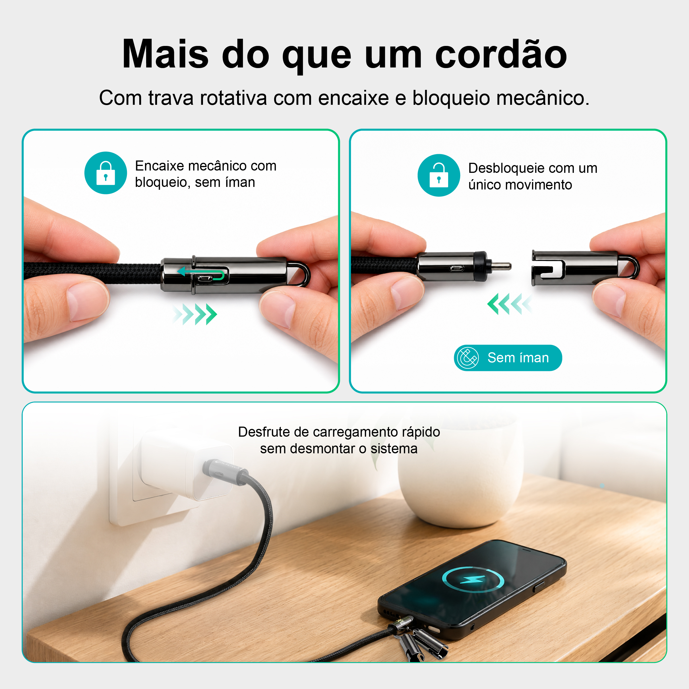 Cabo USB-C para Lightning S-136 com Alça de Pulso 40cm 30W para Carregamento e Dados - Image 7