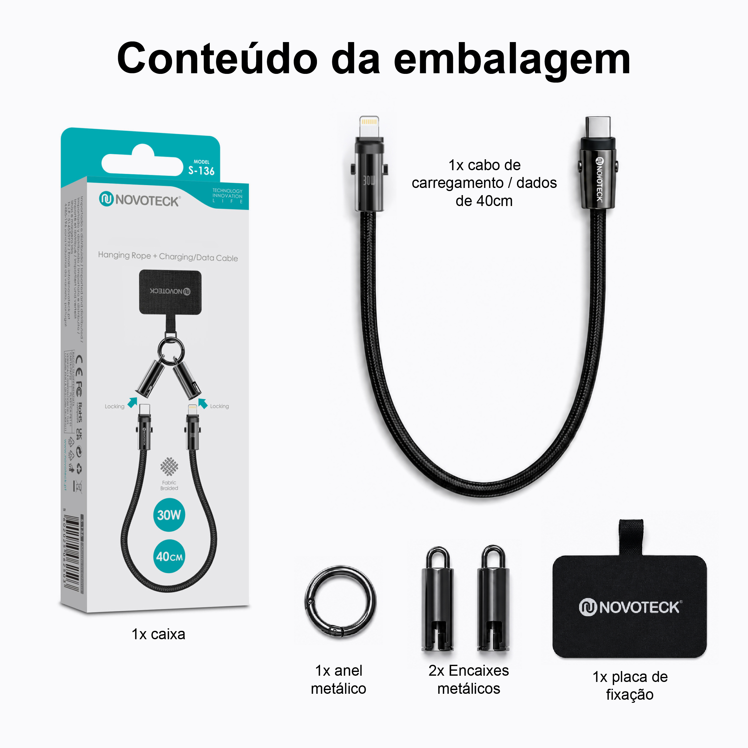 Cabo USB-C para Lightning S-136 com Alça de Pulso 40cm 30W para Carregamento e Dados - Image 10