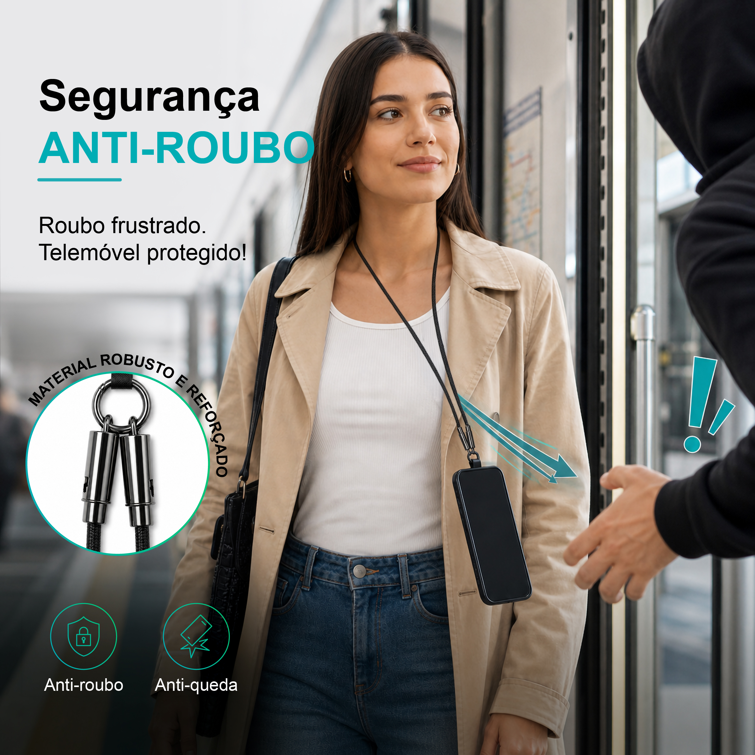 Cabo USB-C para USB-C S-137 com Alça de Pescoço 1.2m 60W para Carregamento e Dados - Image 4