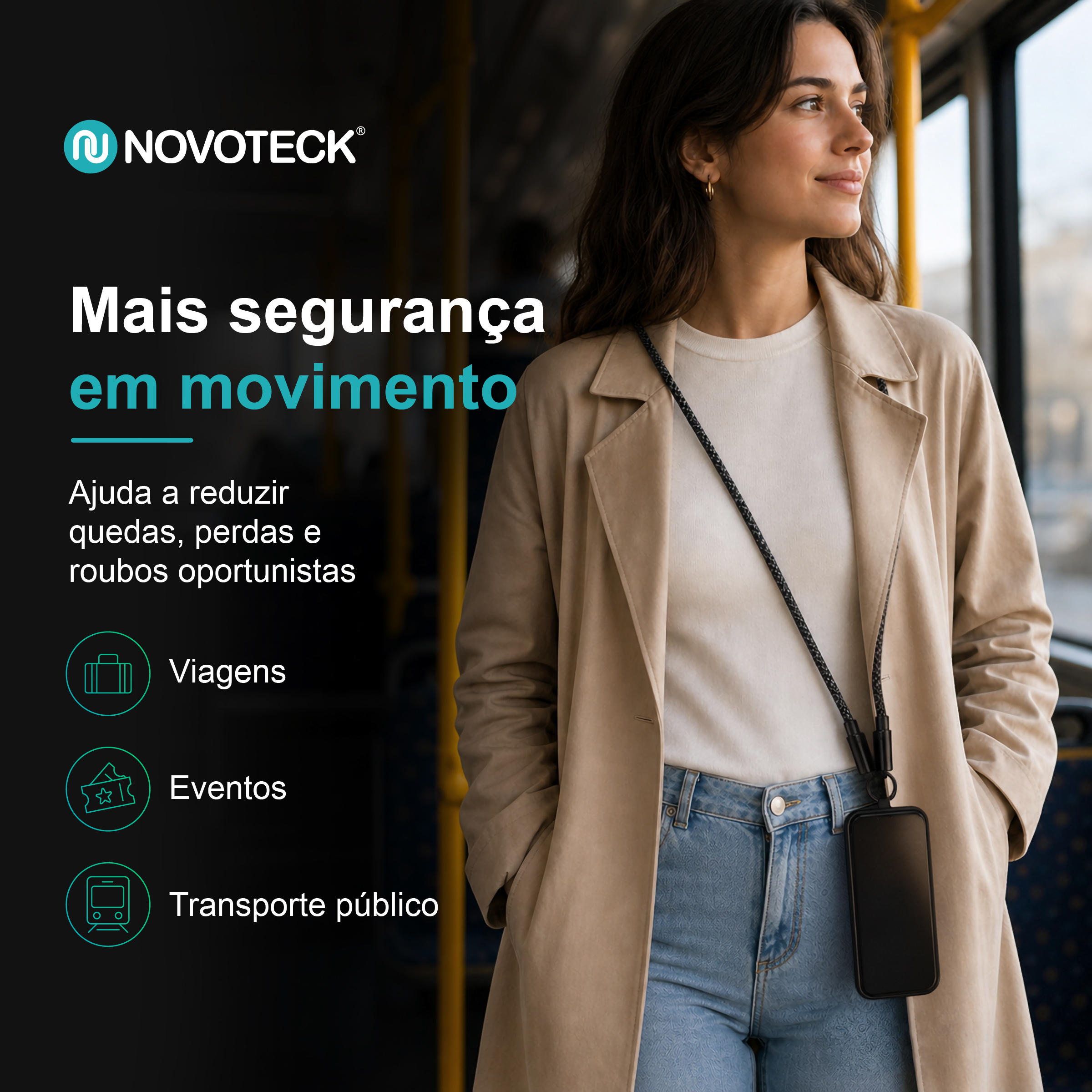 Cabo USB-C para Lightning S-138 com Alça de Pescoço 1.2m 30W para Carregamento e Dados - Image 2