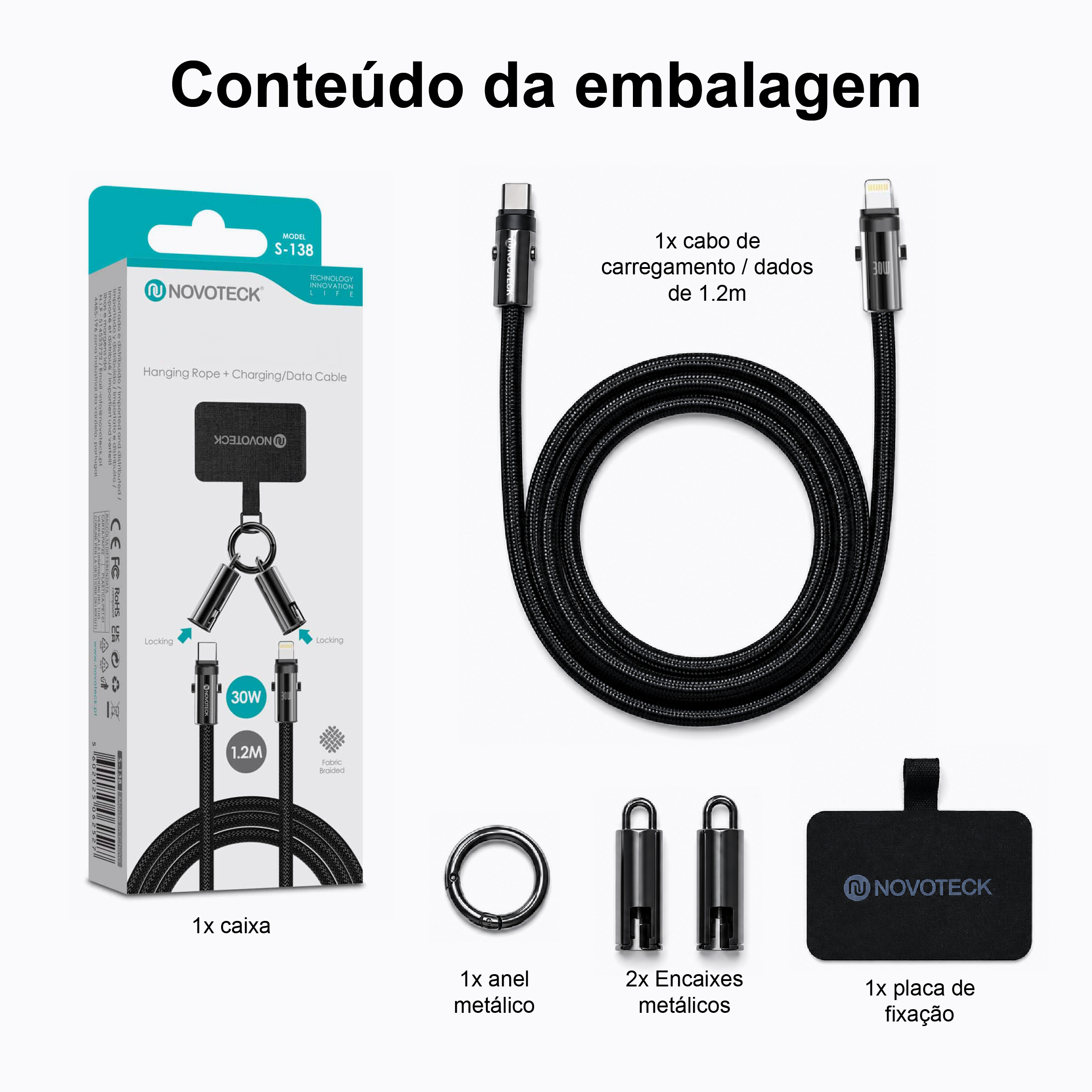 Cabo USB-C para Lightning S-138 com Alça de Pescoço 1.2m 30W para Carregamento e Dados - Image 10