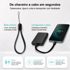 Cabo Chaveiro USB-C para USB-C S-140 – 60W, 15cm - Image 2