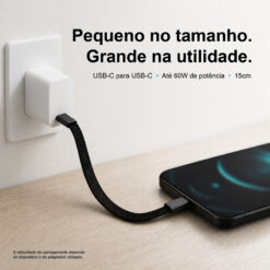Cabo Chaveiro USB-C para USB-C S-140 – 60W, 15cm - Image 3