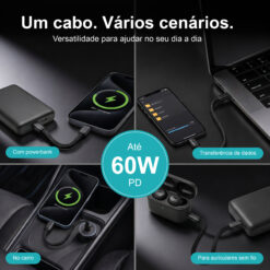 Cabo Chaveiro USB-C para USB-C S-140 – 60W, 15cm - Image 4