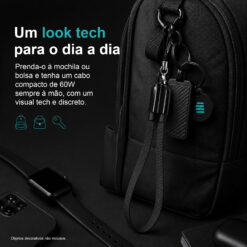 Cabo Chaveiro USB-C para USB-C S-140 – 60W, 15cm - Image 7