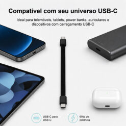 Cabo Chaveiro USB-C para USB-C S-140 – 60W, 15cm - Image 9