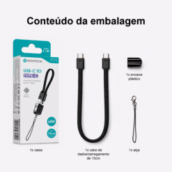 Cabo Chaveiro USB-C para USB-C S-140 – 60W, 15cm - Image 11