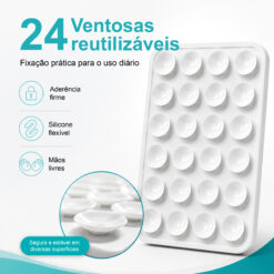 Suporte de Silicone com Ventosas para Telemóvel – Fixação Forte em Superfícies Múltiplas – Branco AC-09 - Image 2