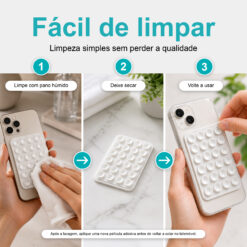 Suporte de Silicone com Ventosas para Telemóvel – Fixação Forte em Superfícies Múltiplas – Branco AC-09 - Image 7